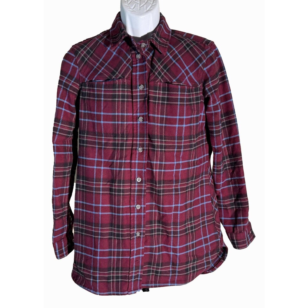 DULUTH TRADING CO.‎ Women's Long Sleeve Button Down Plaid Shirt Red Black Small